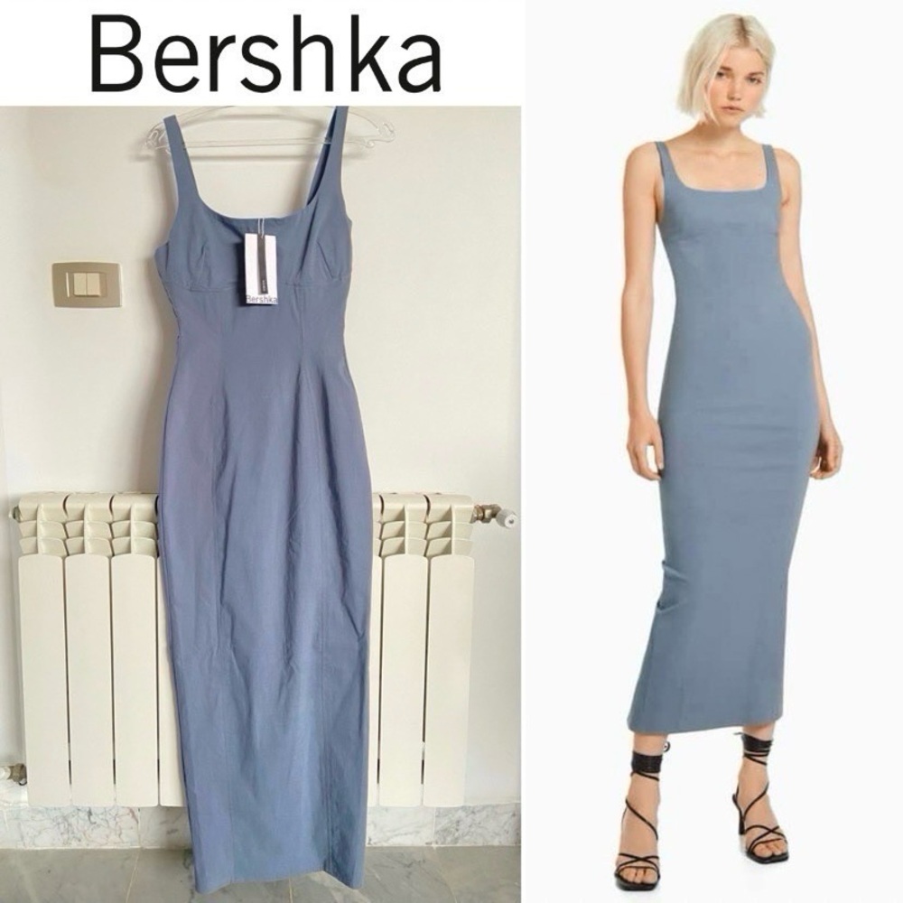 Robe midi moulante bretelles larges